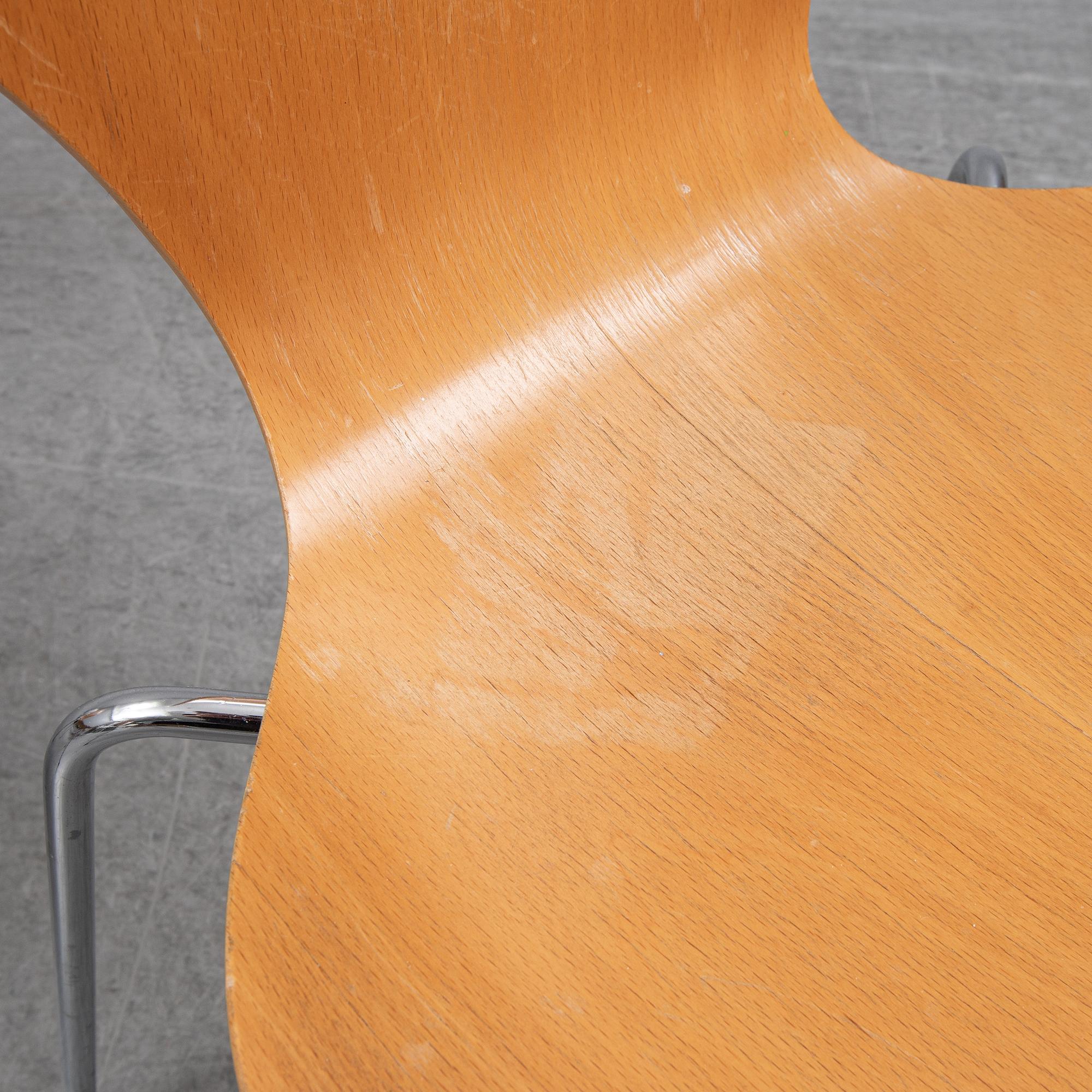 ARNE JACOBSEN, four 'Sjuan' chairs, for Fritz Hansen, Denmark, 1979.