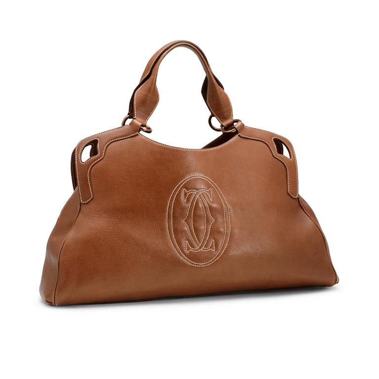 CARTIER, a brown leather bag.