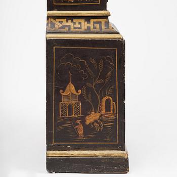 A George II japanned musical longcase clock by William Barrow (watchmaker in London 1700-36).