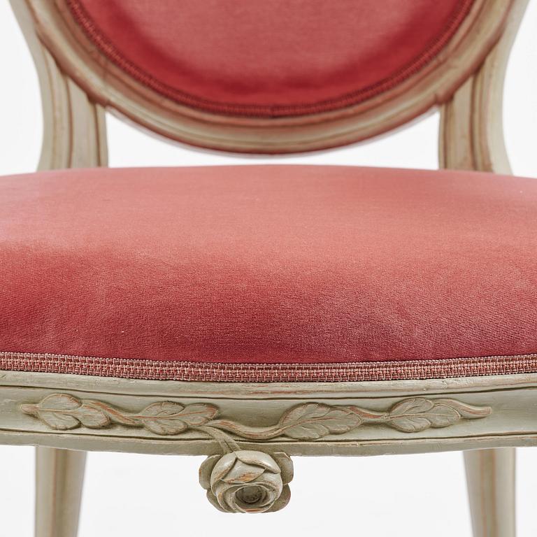 A Gustavian open armchair by J. Malmsten (master in Stockholm 1780-88).