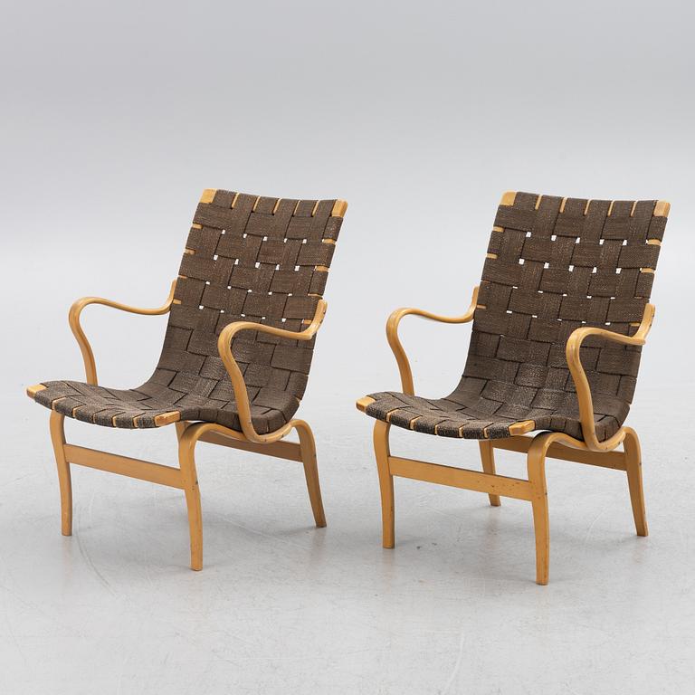 Bruno Mathsson, a pair of 'Eva' armchairs, Firma Karl Mathsson, Värnamo, 1960-61.