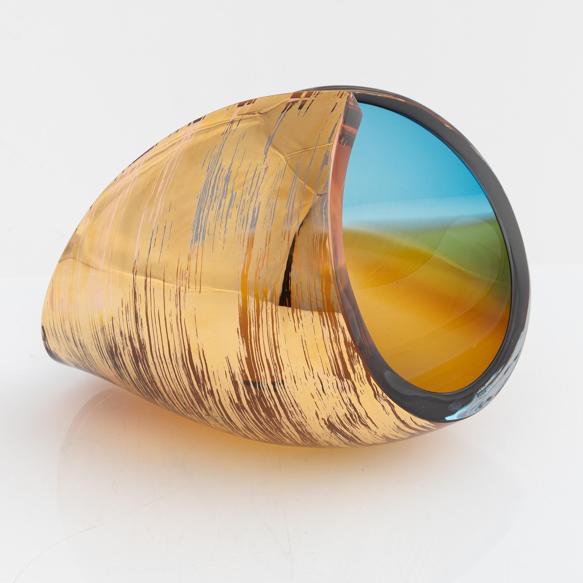 Lena Bergström, a glass sculpture, 'Saturnus' from the series 'Planets', Kosta Boda, Sweden.