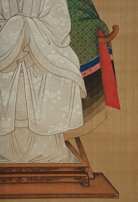 A pair of Thai ancestors portraits, around 1900.