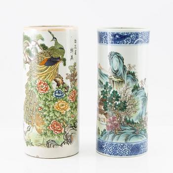 Two Chinese brush vases, 20th century.