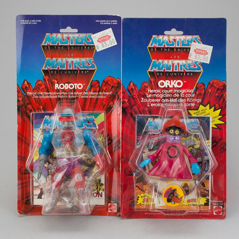 MASTERS OF THE UNIVERSE, Battle cat, Two-Bad, Roboto, He-Man samt Orko, Mattel, 1983-84.