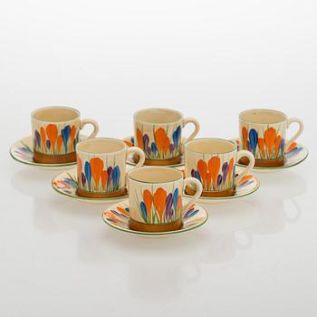 Clarice Cliff, 10-piece coffee service, stamped "Crocus", England.