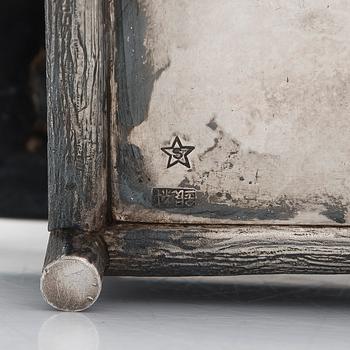 A pair of Japanese sterling silver lantern shape boxes, jungin mark for pure silver.