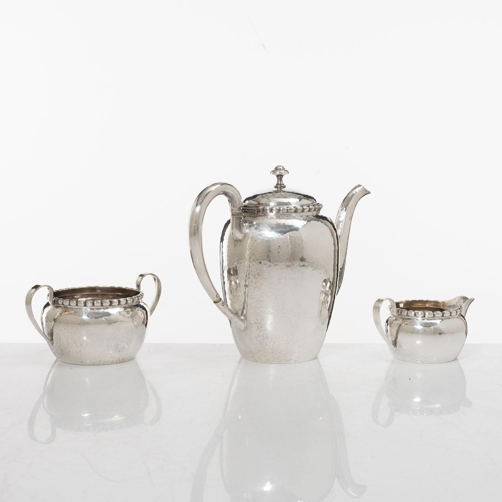 A 3-piece Swedish silver coffee service, marks of K. Anderson, Stockholm 1923-24.