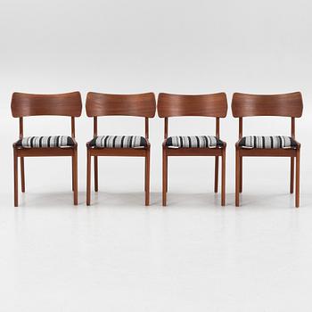 Four teak chairs, Denmark, mid 20th century.