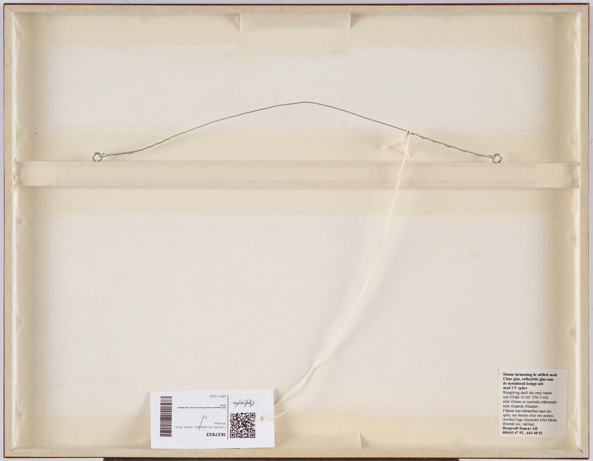 Oidentifierade konstnärer, färgträsnitt, shunga, albumblad, tre diptyker, Japan, 1800-tal.