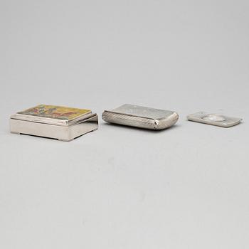 DOSA, ASK samt ETUI, 1+1+1, silver, bland Holland, 1800-talets andra hälft. Totalvikt ca 888 gram.