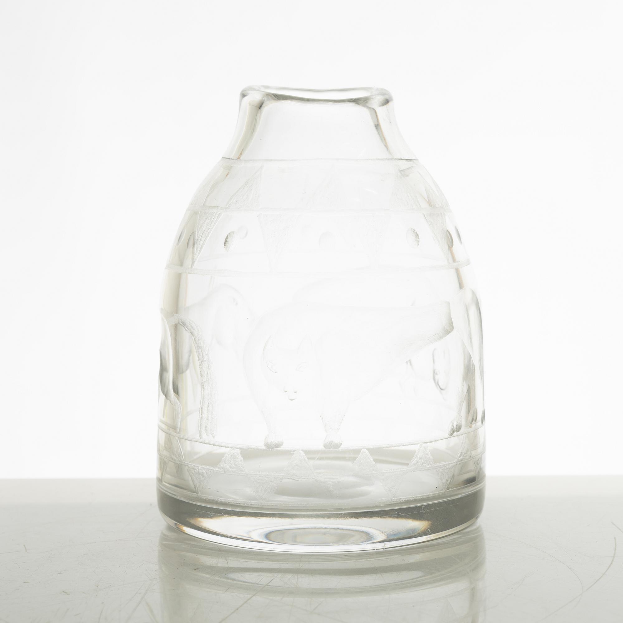 Erik Höglund, a glass vase, Boda Glasbruk Sweden 1950s.