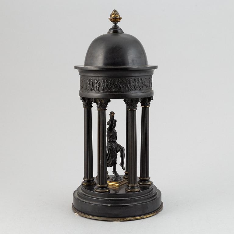 A stone and brass table decoration, late 19th century.