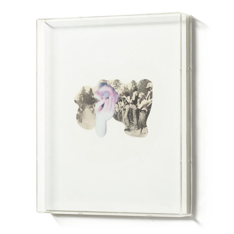 ANNIKA VON HAUSSWOLFF, collage on panel mounted in plexi box signed and dated 98 on verso.
