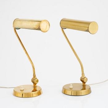 A pair of brass table lights, Falkenbergs belysning, second half of the 20th Century.