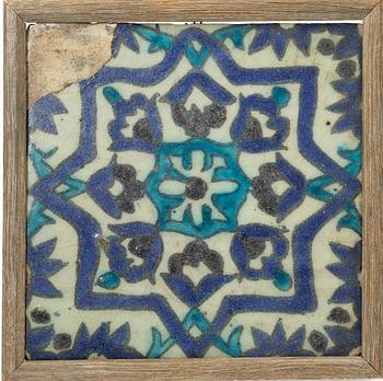 An Iznik pottery tile, Ottoman Empire, 17th century.