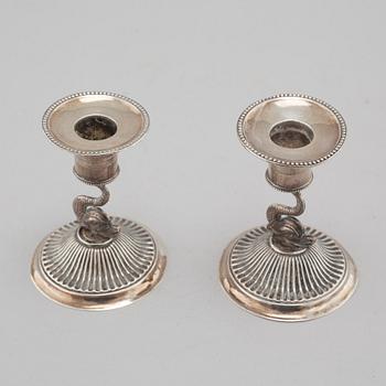 a pair of silver candlesticks, Stockholm, 1814.