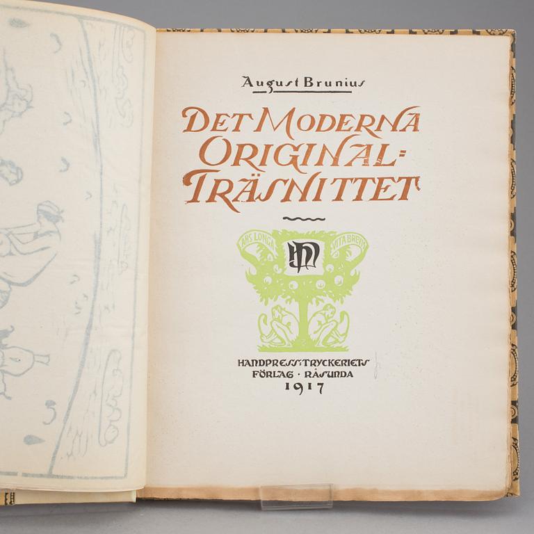 BOK, "Det moderna originalträsnittet", August Brunius, med 13 träsnitt. Utgiven 1917.