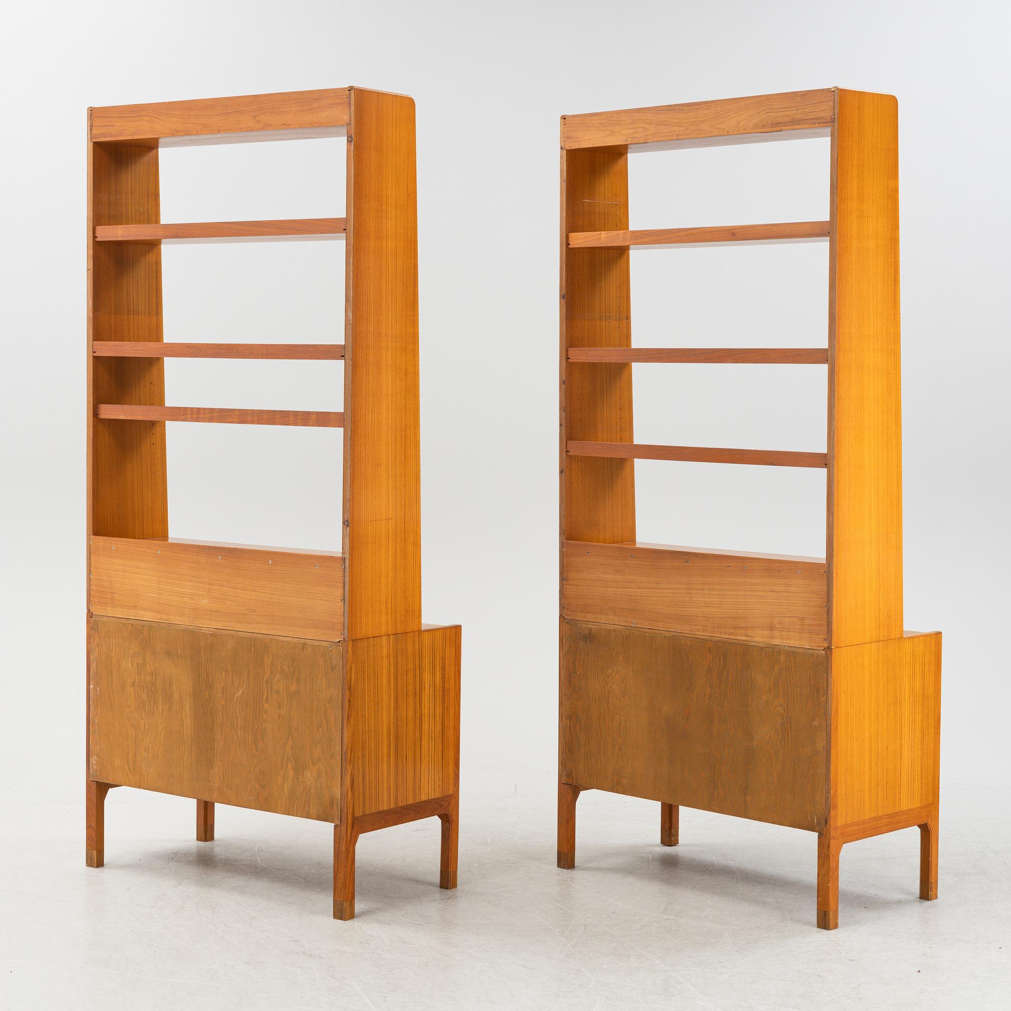 A pair of elm wood book cases attributed to Peter Bramberg, mid 20th Century.