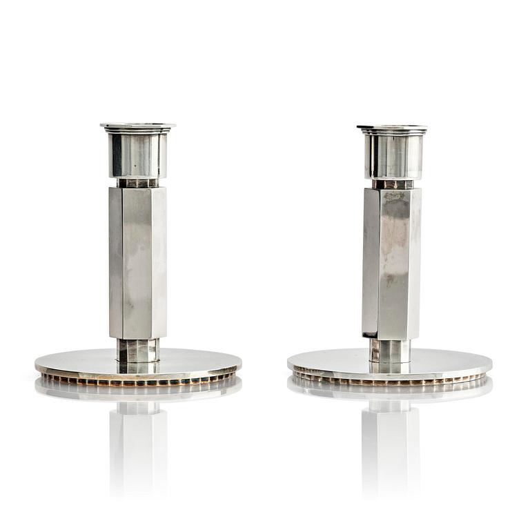 Wiwen Nilsson, ljusstakar, ett par, sterling silver, Lund 1946.