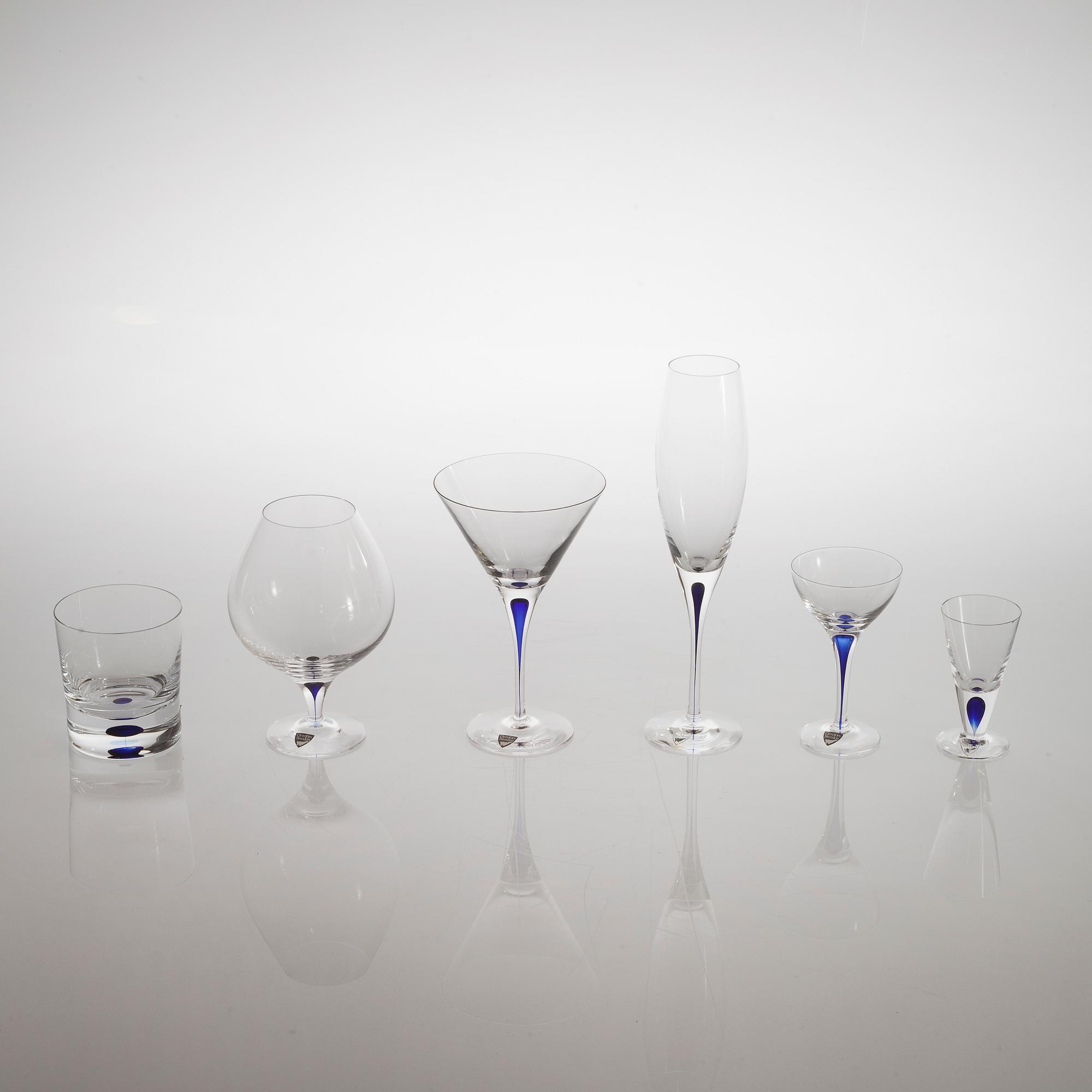 ERIKA LAGERBIELKE, glasservisdelar, 38 st, "Intermezzo", Orrefors, 1900-talets andra hälft.