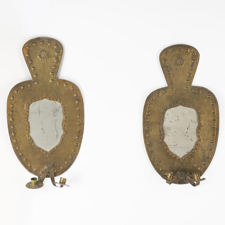 Ljusplåtar, ett par, omkring år 1900. Barockstil.