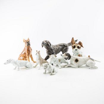 Figurines 8 pcs 20th century porcelain and metal.
