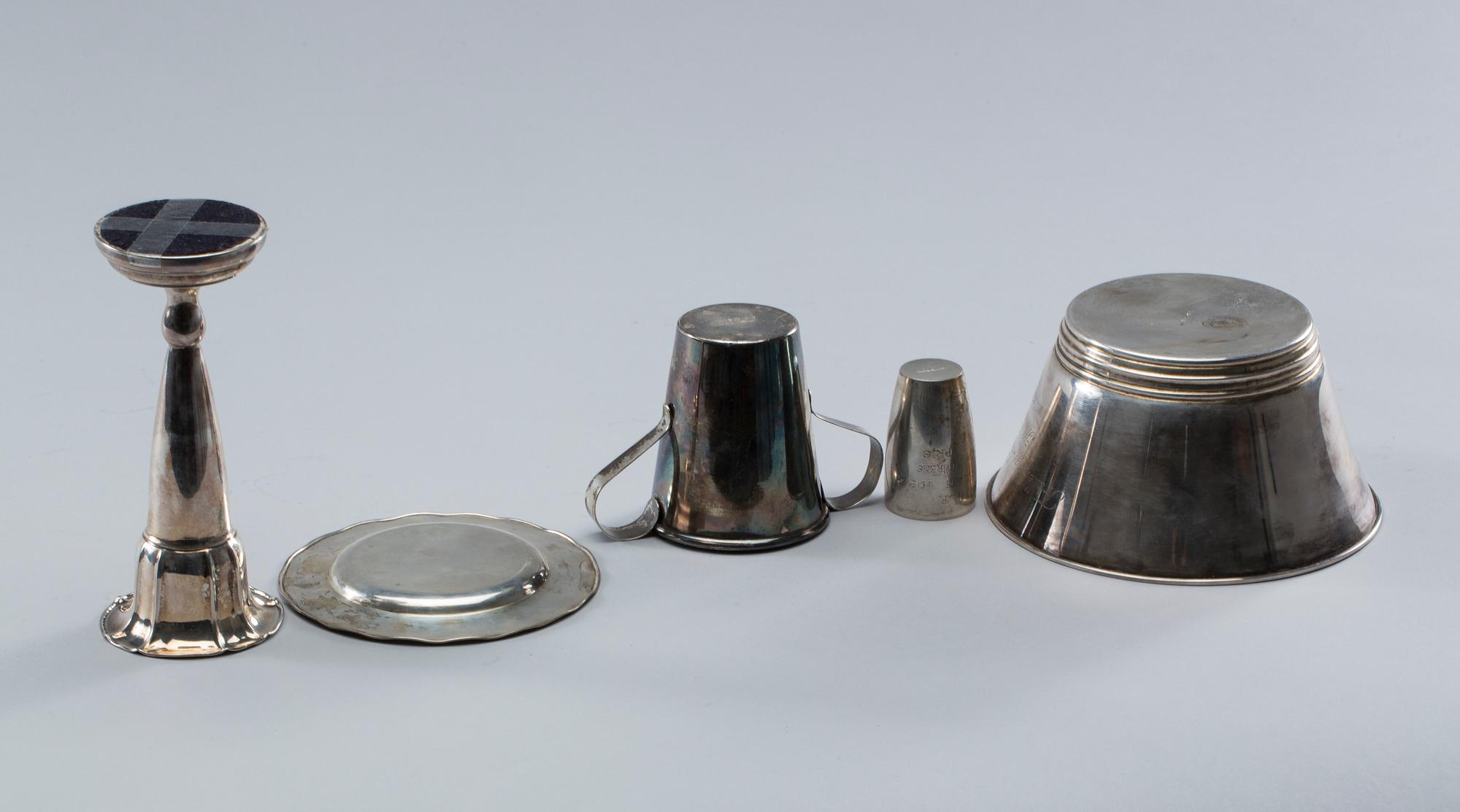 PARTI SILVER, 5 delar, silver, Norge och Sverige. 1920-60-tal. Total vikt 420 gram.