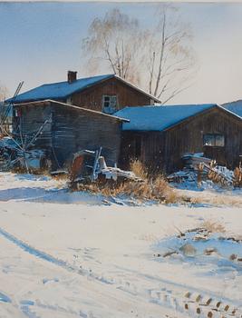 Stanislaw Zoladz, Winter scene with tractor.