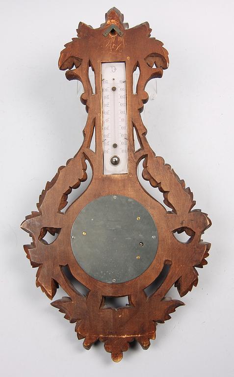 BAROMETER MED TERMOMETER, sent 1800-tal.