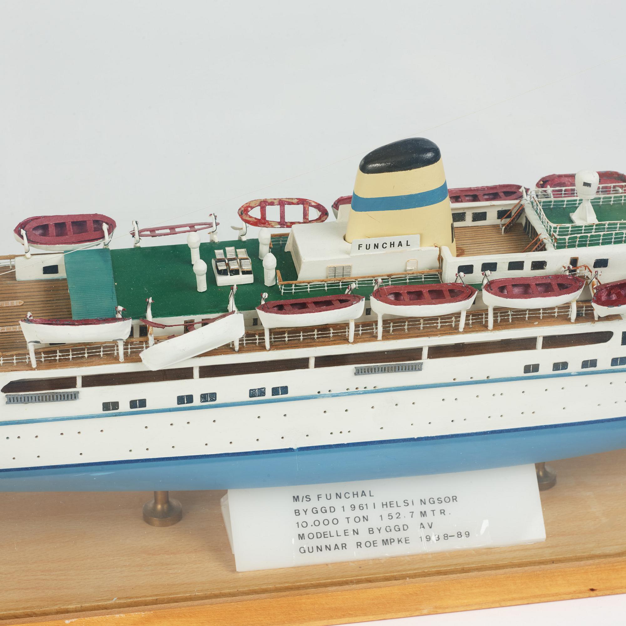Ship model, M/V Funchal, built by Gunnar Roempke 1988-89.