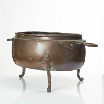 A Swedish copper cauldron, late 18th century.