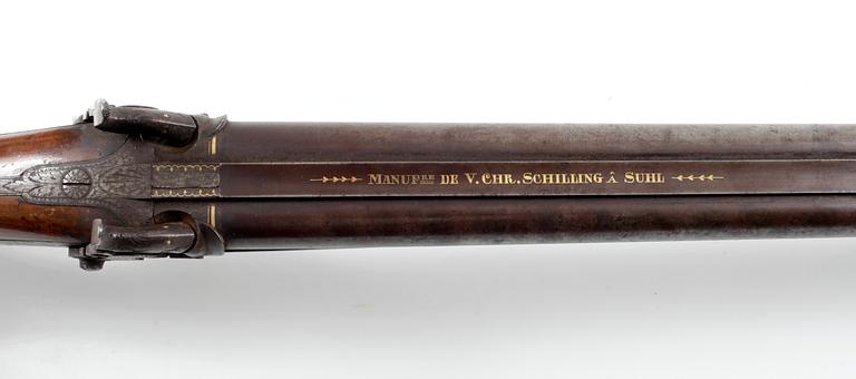 SLAGLÅSGEVÄR,  Valentin Christoph Schilling, Suhl, Tyskland, 1800-talets mitt.