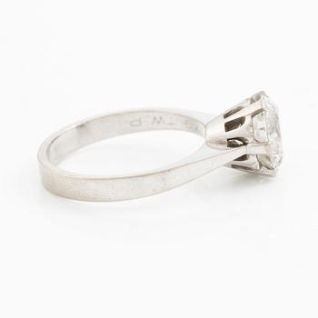 Ring, solitaire, 18K white gold with brilliant-cut diamond 1.79 ct.