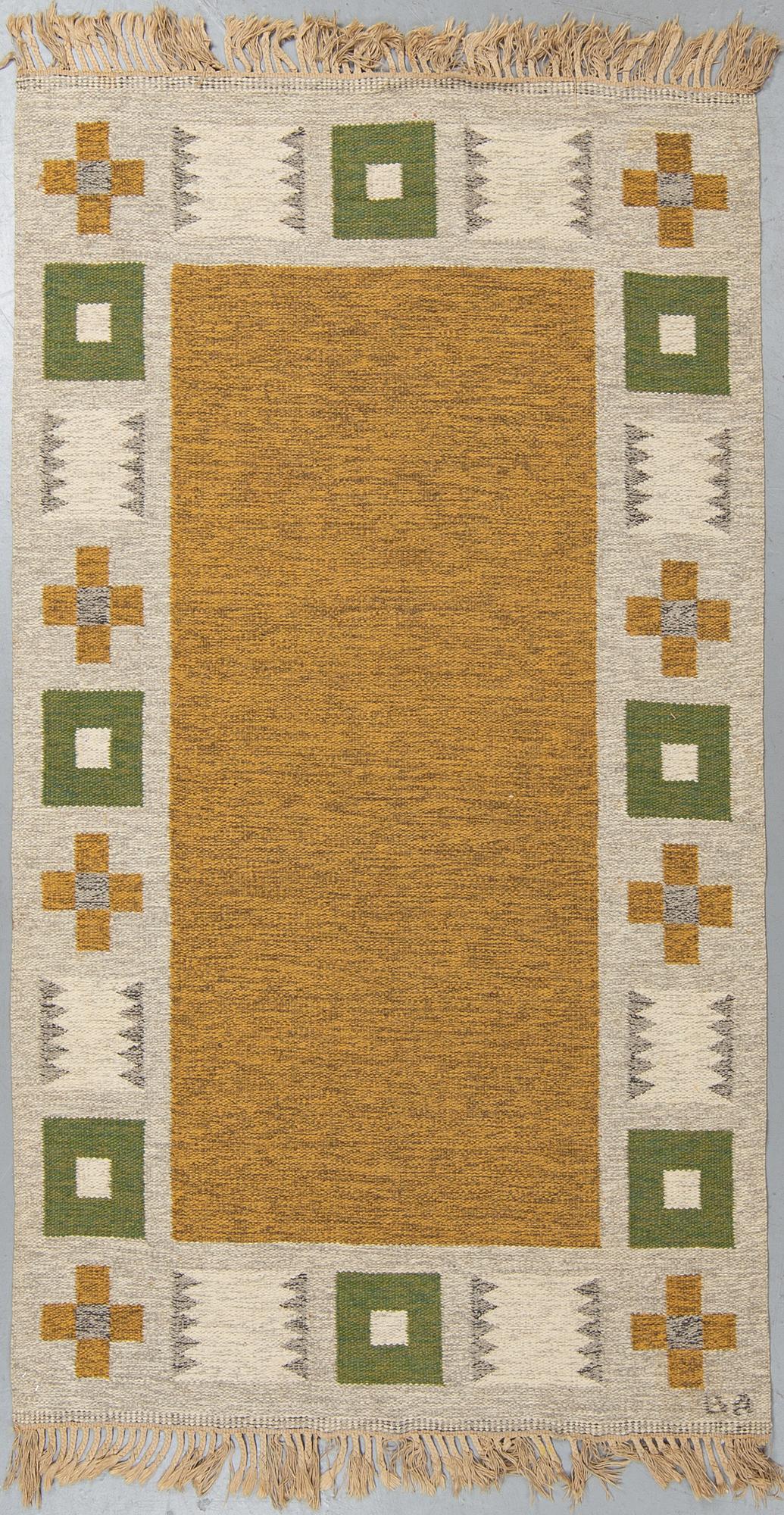 Matta, rölakan, ca 199-202,5 x 135,5-136 cm, signerad BA?.