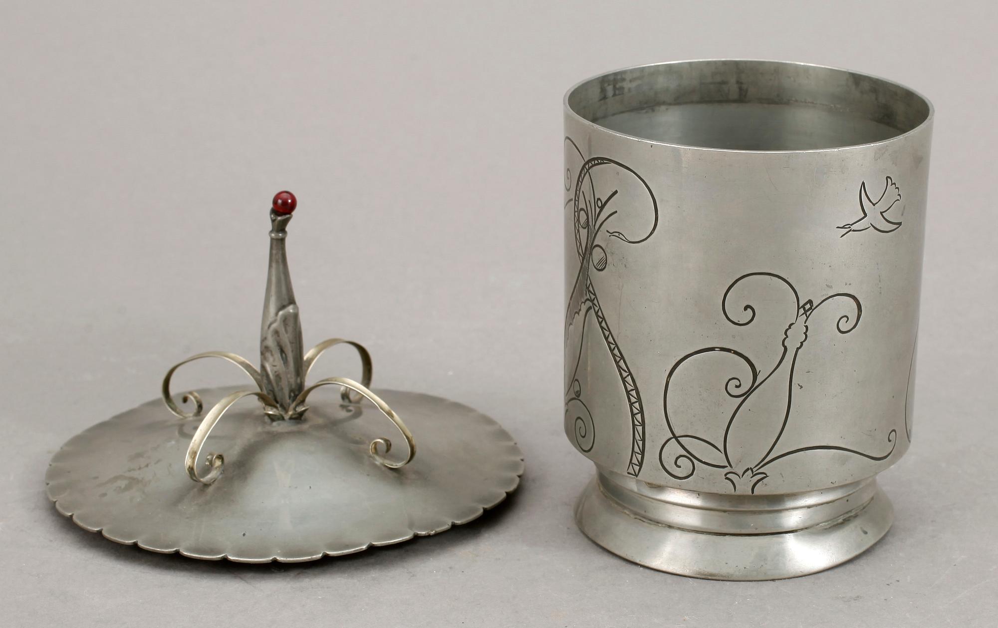 TOBAKSBURK, tenn,  Arendal, Norge, art déco, 1920-30-tal.