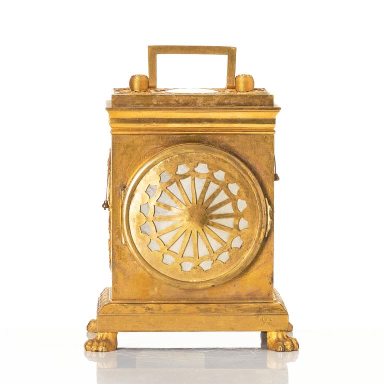 A late empire mantel clock, mid 19th century.