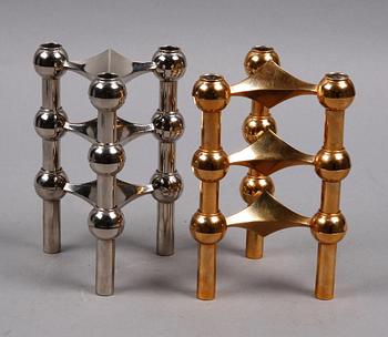 LJUSSTAKSMODULER, 6 st, mässing och vitmetall, Ceasar Stoffi, Nagel, Västtyskland, 1960-tal.