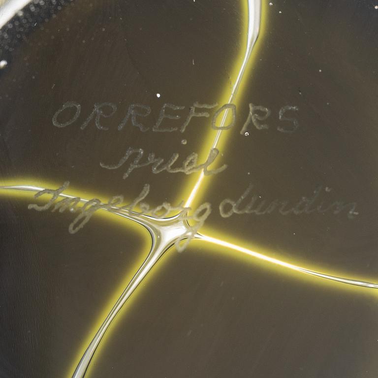 Ingeborg Lundin, Vase, glass, Ariel, "Faces", Orrefors, second half of the 20th century.