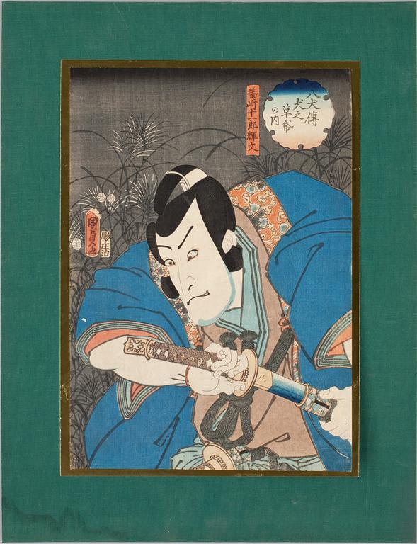 KUNISADA TOYOKUNI III, träsnitt, 3 st, 1800-tal.