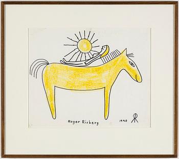 ROGER RISBERG, crayon and indian ink on paper, signed Roger Risberg with monogram and dated 1990.