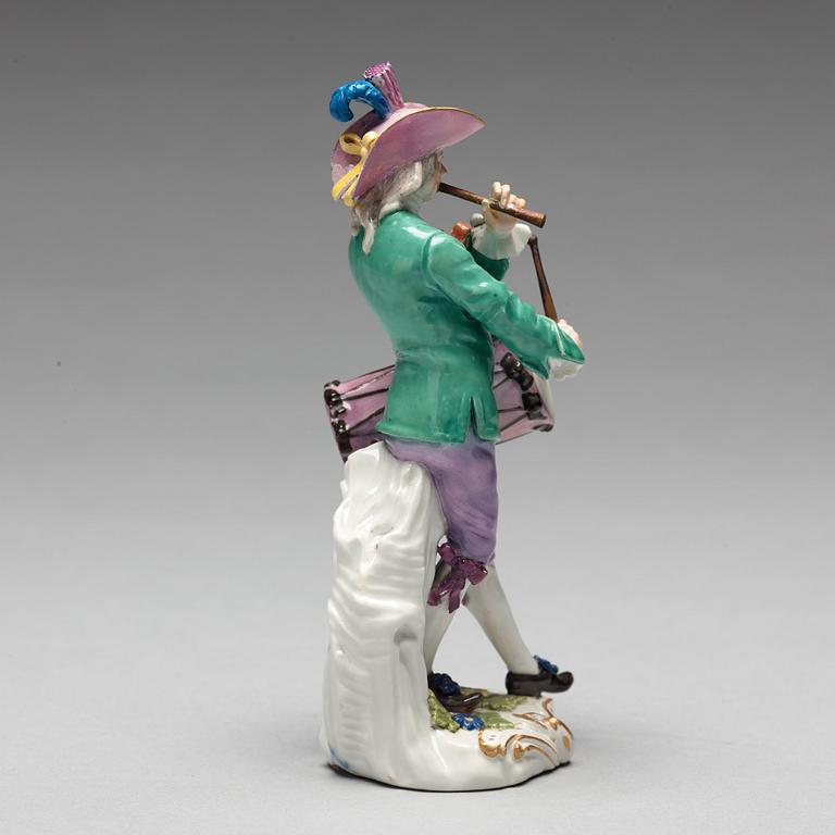 A Meissen figure of a musician, 18th Century.