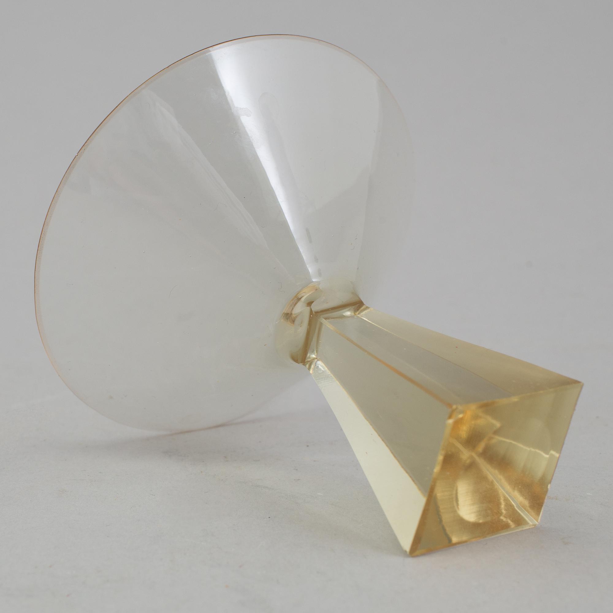 COCKTAILGLAS OCH KARAFF, 7 delar, glas, Trelleborg Glasbruk, 1900-talets mitt.