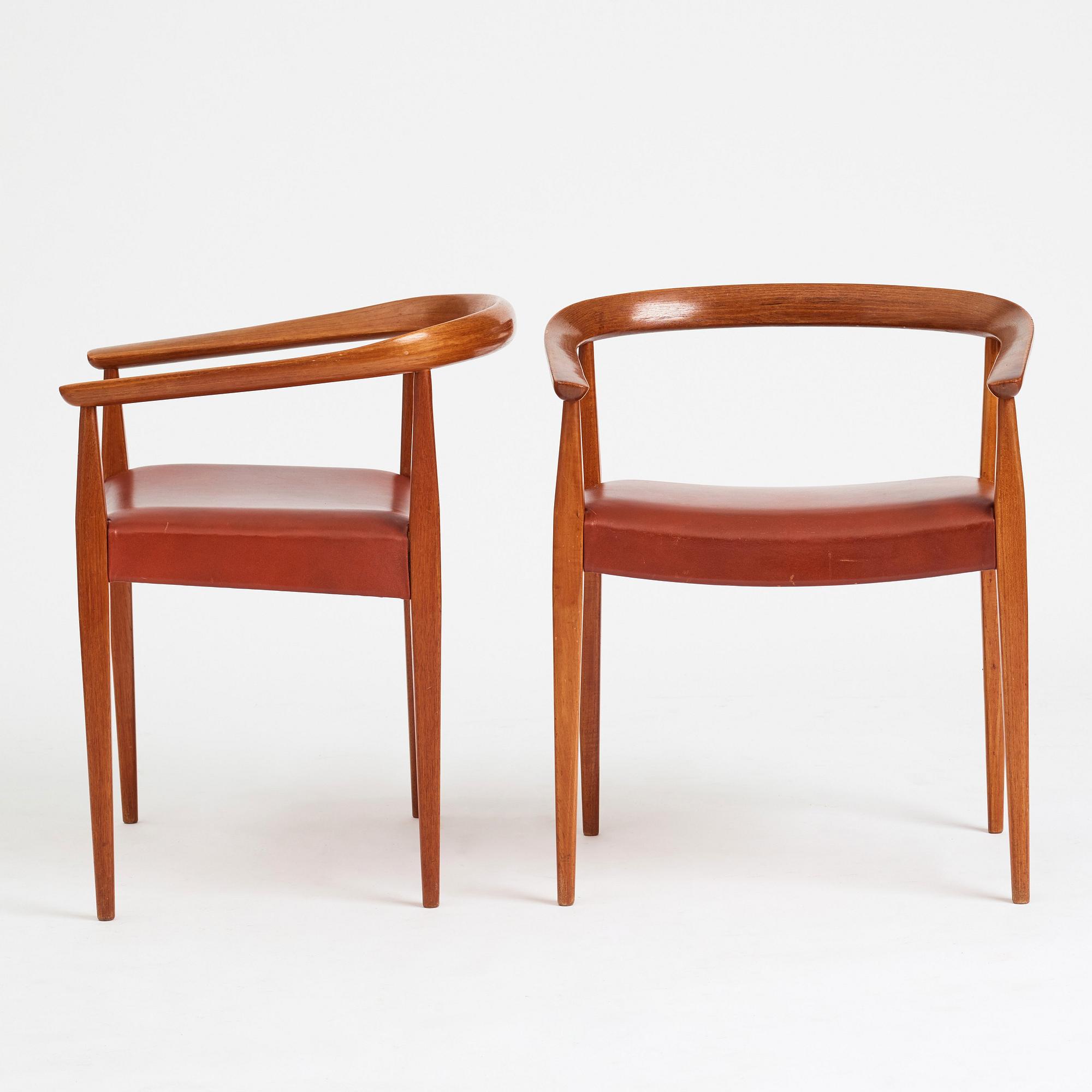 Nanna Ditzel, a pair of armchairs, "model 113", Poul Kolds Savværk, Denmark 1950-60's.