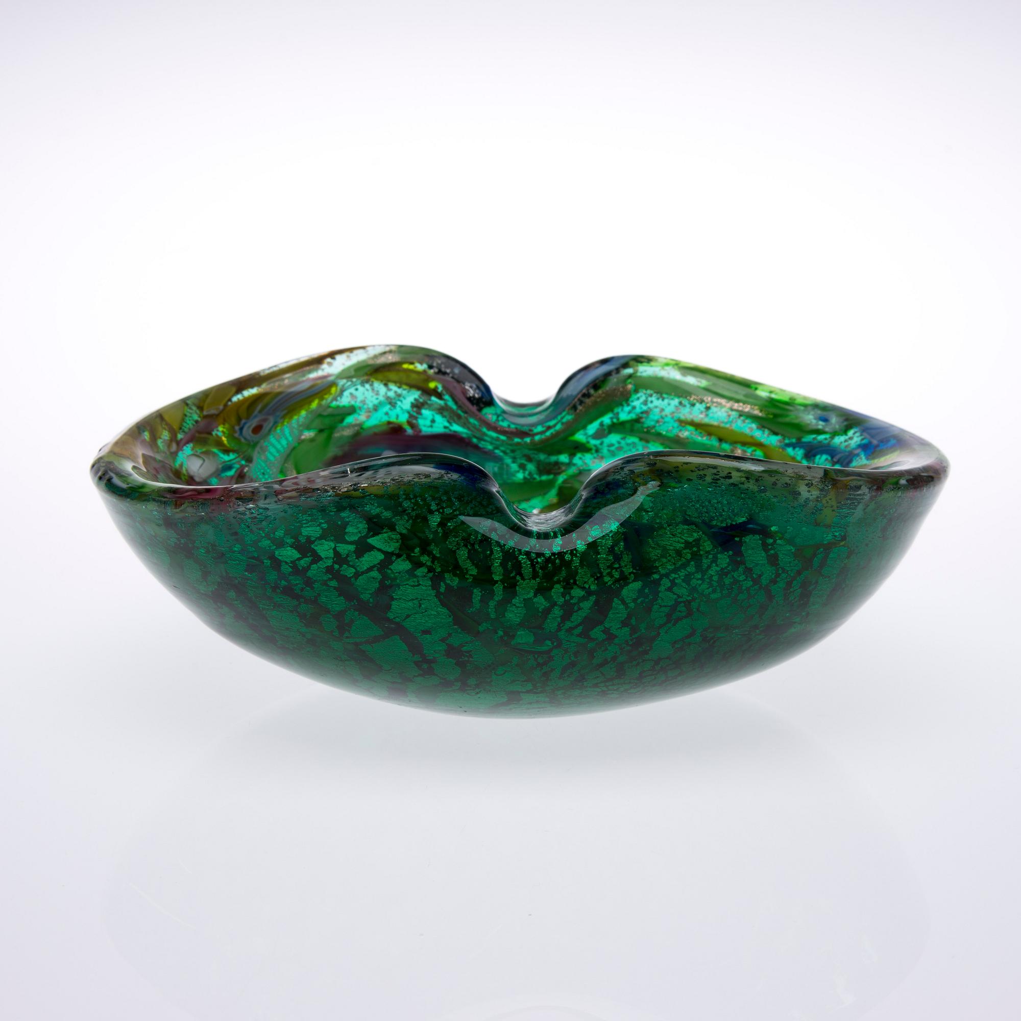 SKÅL, glas, AVeM Zanfirico millefiori 'tutti-frutti' 1950-60-tal.