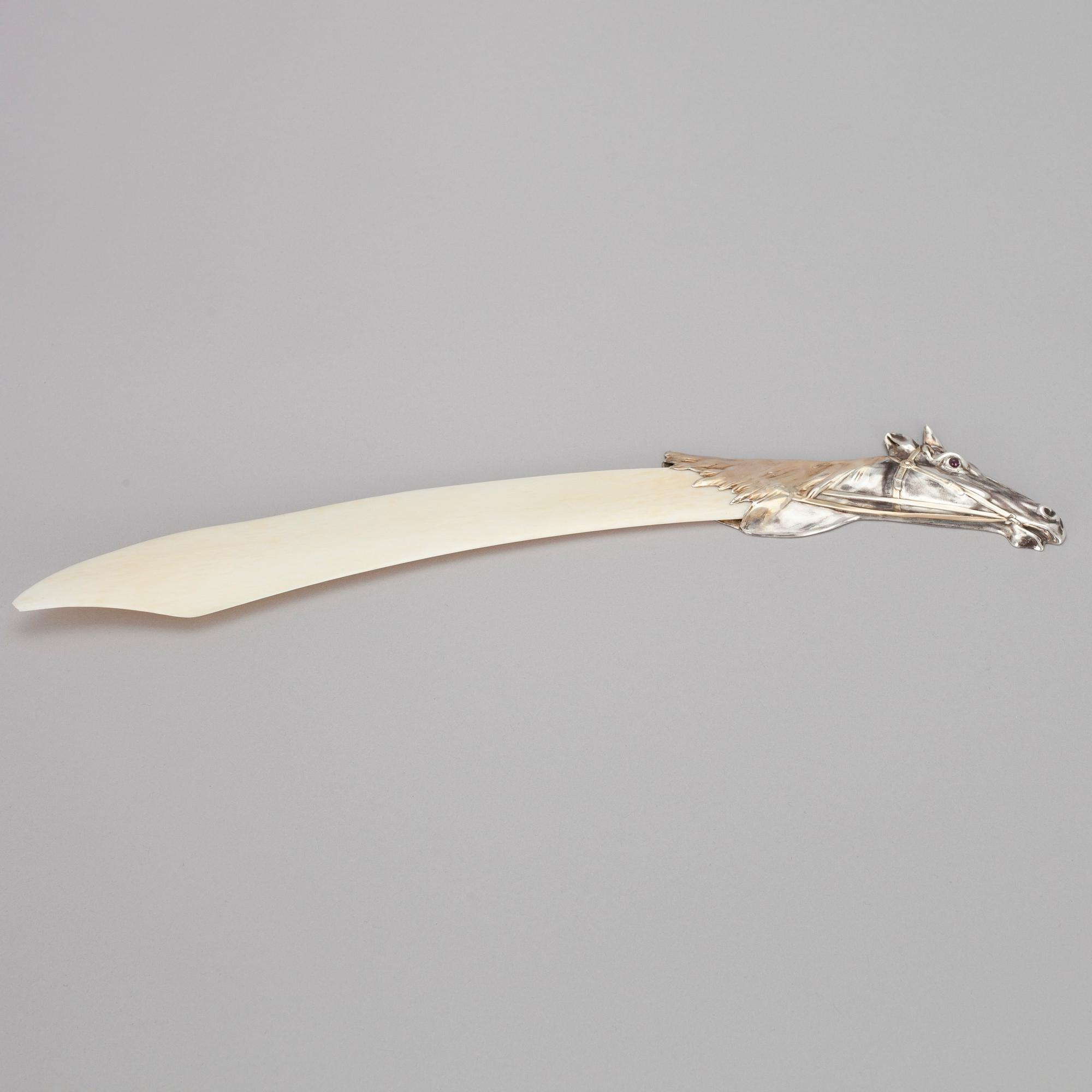 BREVKNIV, silver samt ben, Ryssland 1900-talets början.