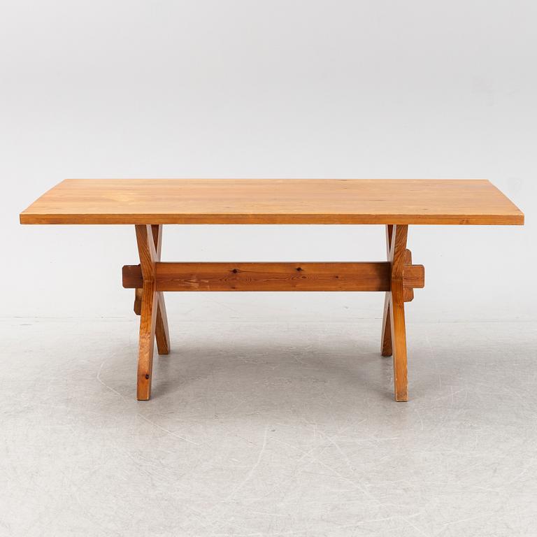A pine trestle table, later part of the 20th Century.