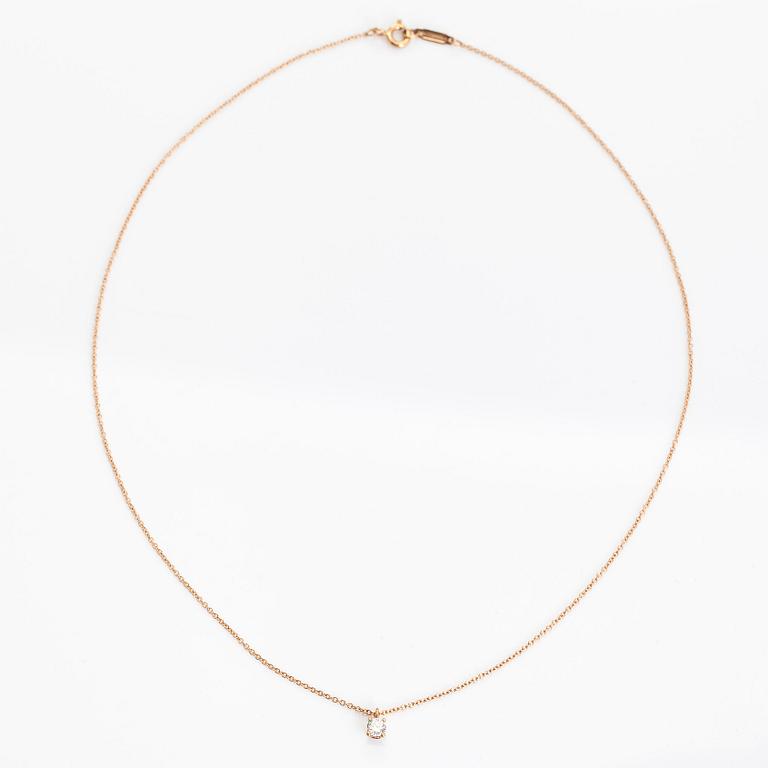 Tiffany & Co,  halsband, 18K guld och briljantslipad diamant ca 0.17 ct.