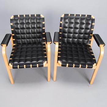 ALVAR AALTO, two late 20th century '45' armchairs for Artek.