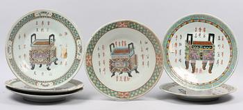 PARTI ORIENTALISKA FAT, 6 st, porslin, Kina, 1900-tal.
